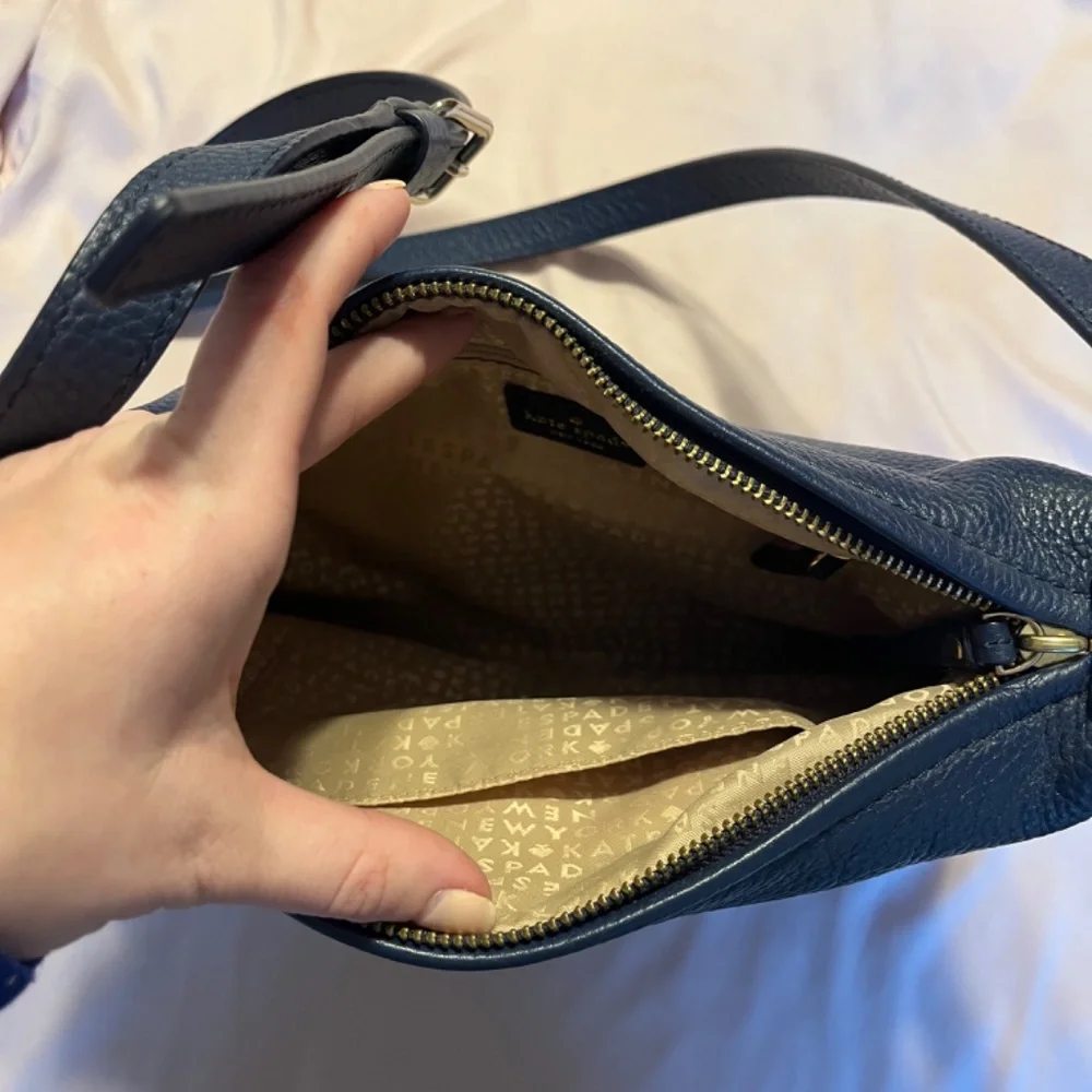 Kate Spade Navy Blue Pebbled Leather Crossbody Shoulder Bag